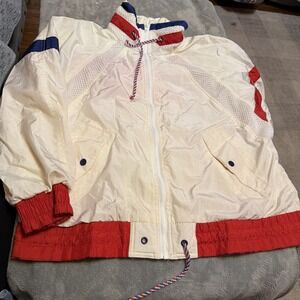 Vintage 80s Cast West Nautical Windbreaker Jacket Men's M Red